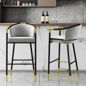 Craines Series Modern Bar Stools with Velvet Upholstery Gray