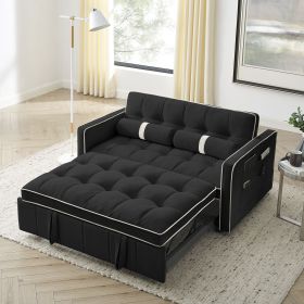 Modern 55.5" Pull Out Sleep Sofa Bed 2 Seater Loveseats Sofa Couch with side pockets