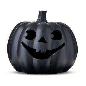Clay Jack-o'-Lantern Tabletop Decor, Black, 9"