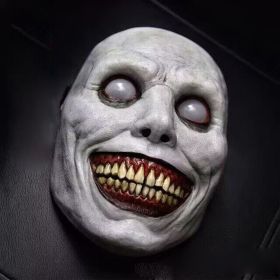 Smiling Demon Mask Cosplay Evil Half Face Latex Masks Halloween Dress Up Masquerade Party Costume Props Accessor (Color: White)
