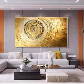Hand Painted Oil Painting Original Gold Texture Oil Painting on Canvas Large Wall Art Abstract Minimalist Painting Golden Decor Custom Painting L (Style: 01, size: 150x220cm)