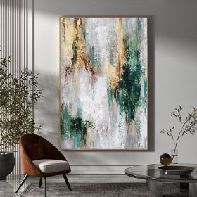 Handmade Oil Painting Green Minimalism Painting Green Wall Art Large Green Abstract Painting Green And Grey Abstract Canvas Art Acrylic Painting (Style: 01, size: 90x130cm)