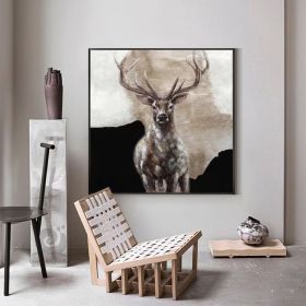 Large Abstract Deer Oil Painting on Canvas Original Hand-painted Stag Canvas Wall Art Modern Animal Painting for Living Room Home Décor (Style: 01, size: 60x60cm)