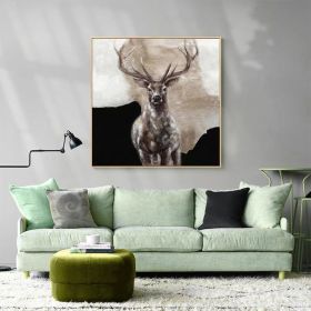 Large Abstract Deer Oil Painting on Canvas Original Hand-painted Stag Canvas Wall Art Modern Animal Painting for Living Room Home Décor (Style: 01, size: 80x80cm)