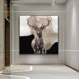 Large Abstract Deer Oil Painting on Canvas Original Hand-painted Stag Canvas Wall Art Modern Animal Painting for Living Room Home Décor (Style: 01, size: 100x100cm)