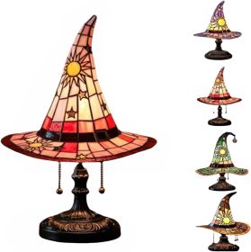 Witch Hat Lamp, Spooky Fun for Small Witches, Handmade Witch Hat Shaped Decoration for Bedroom Party Decorations(Purple) (Color: Red)