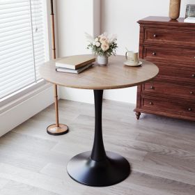 31.5" White Round Dining Table, Tulip Table Kitchen Dining Table 2-4 People with MDF Table Top & Pedestal Base (Color: Walnut)